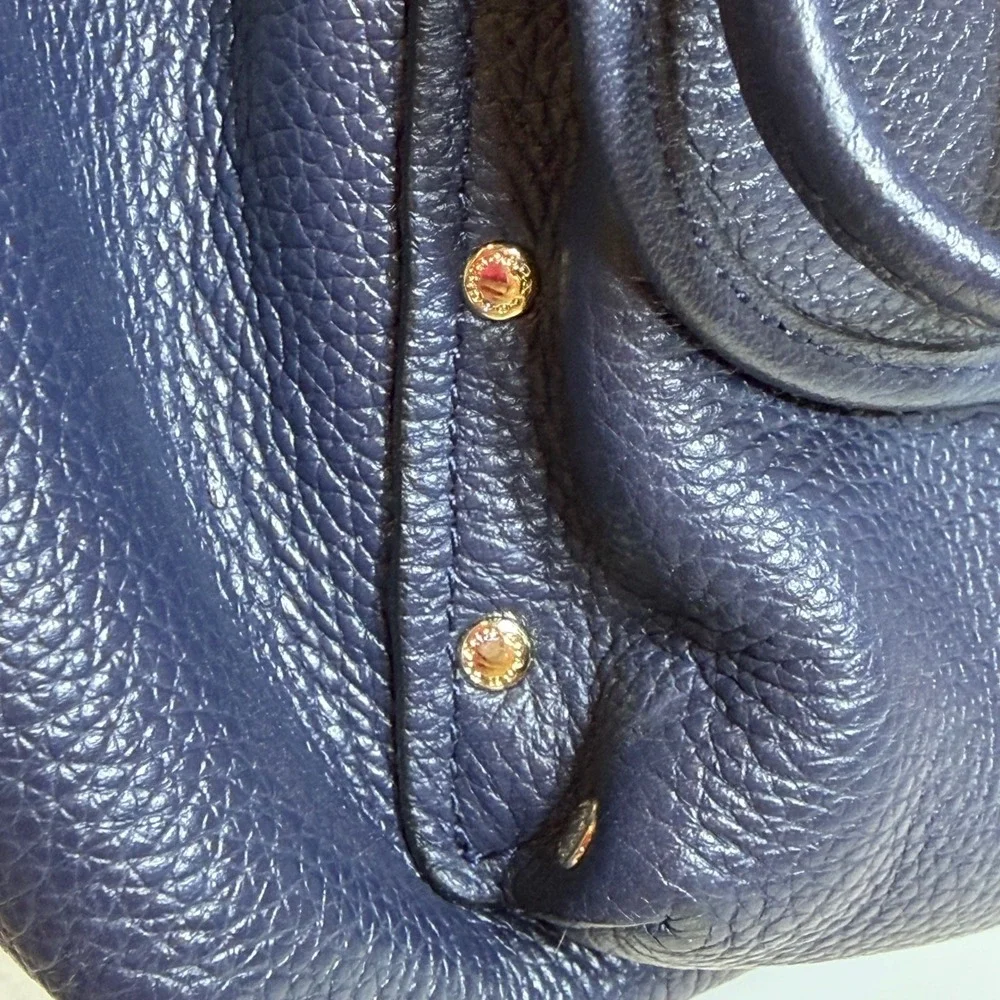 Coach Leather Mini Backpack Navy Blue Double Turnlock Rucksack Gold Hardware